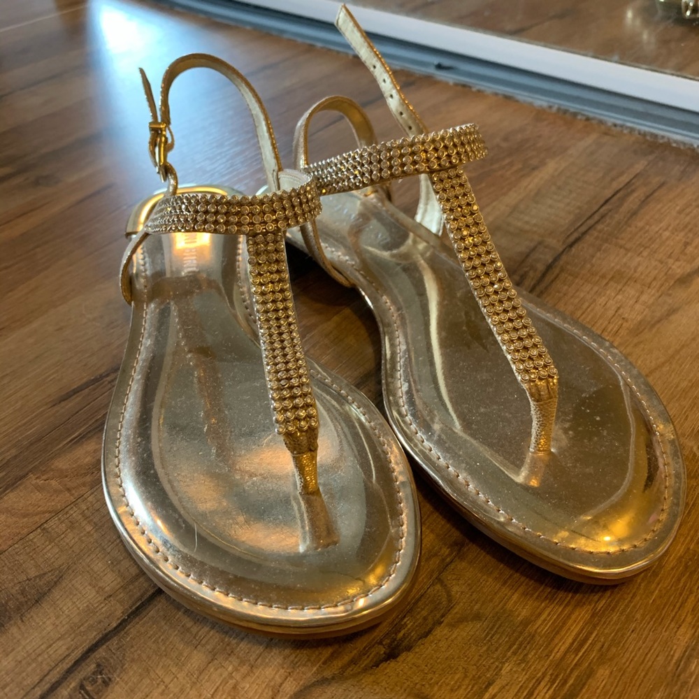 Gold rhinestone sandals